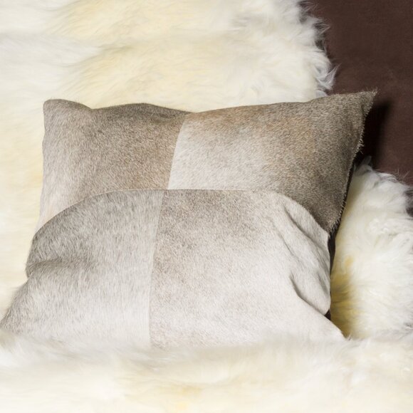 Natural Home Decor Torino Cowhide Pillow | 2-Piece | Grey | 18"x18" - Picture 2 of 3